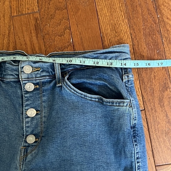 Levi's | Mile High Wide Leg Exposed Button Crop Blue Denim Jean 29/8‎ 90s Y2K - Picture 13 of 14